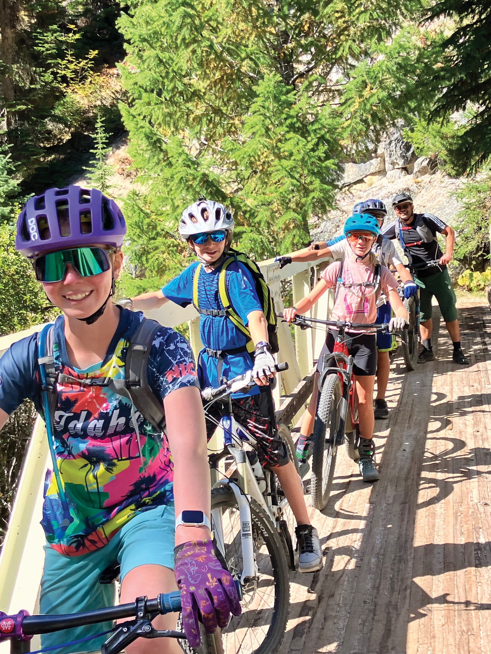 A group of people mountain biking