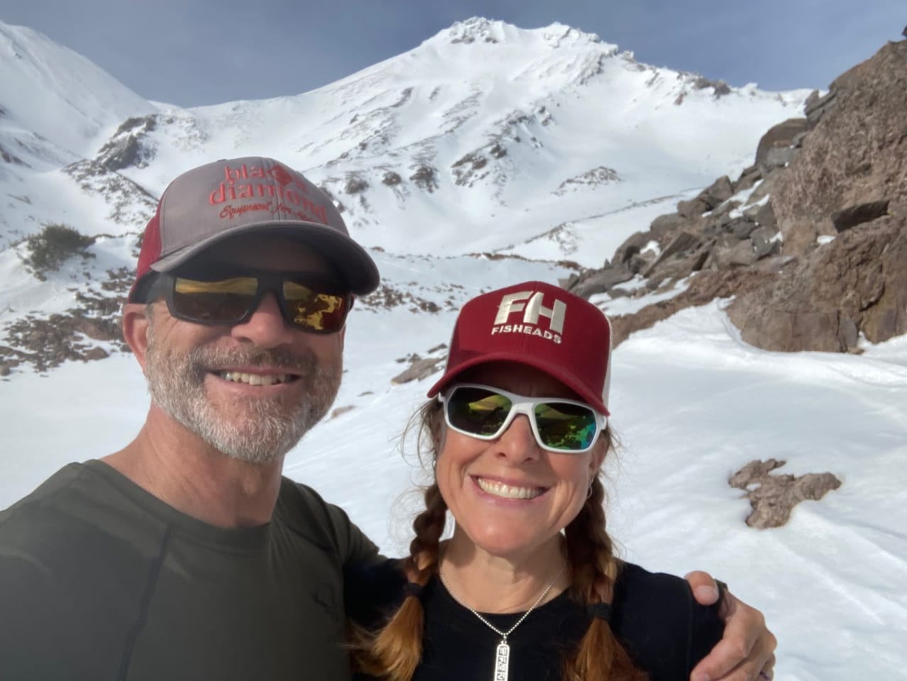 Picture of Mike and Becky in front of the summit. 