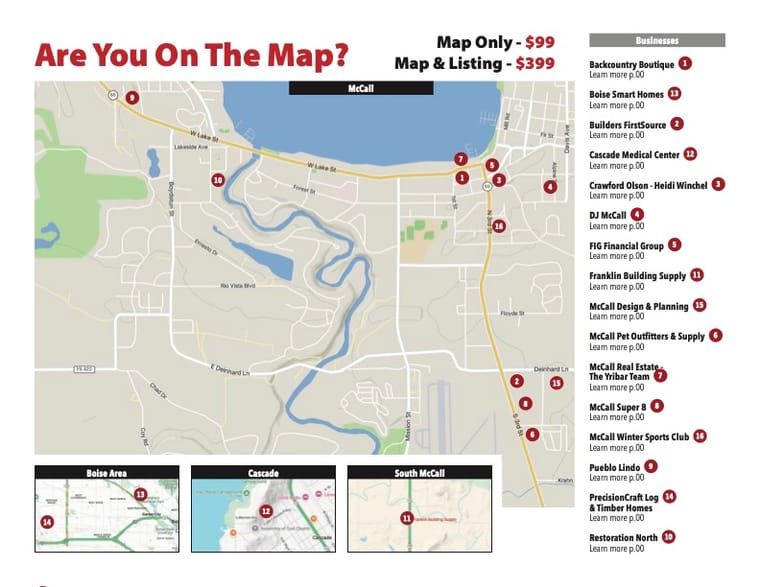 Map of McCall with all business locations identified